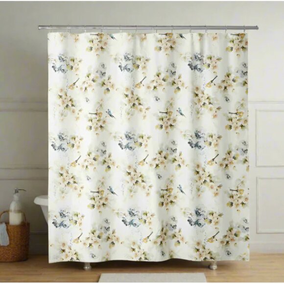 Hudson Bay Vintage Flower Shower Curtain Cotton Floral 72x72 Abigail Square - Picture 1 of 7